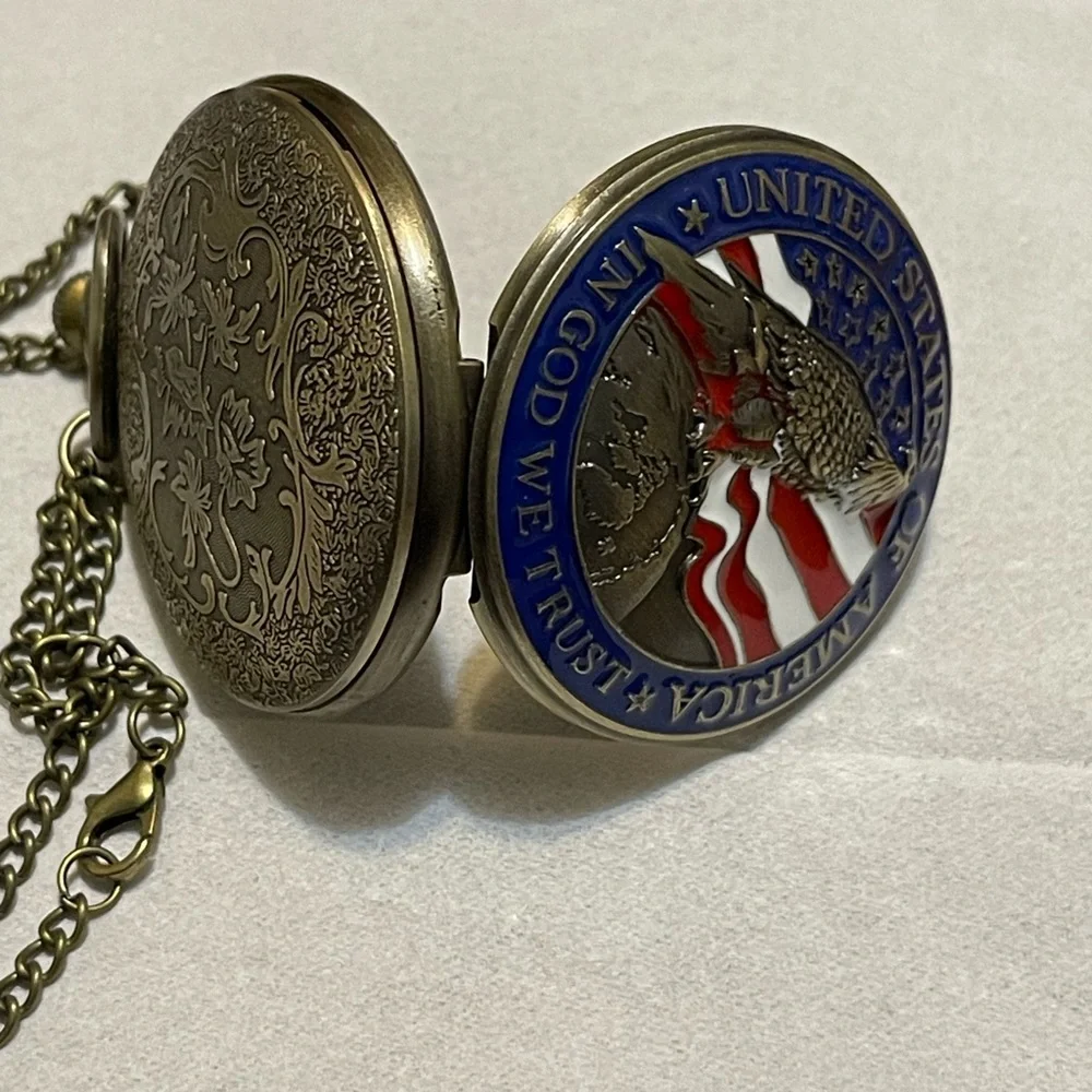 Vintage Bronze American Necklace Pendant Pocket Watch Best Collectibles Pocket